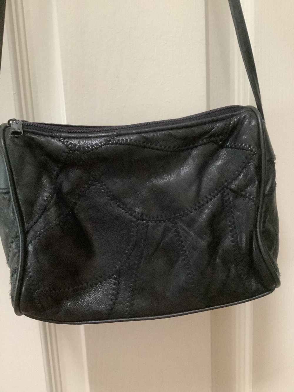 Black patched leather purse